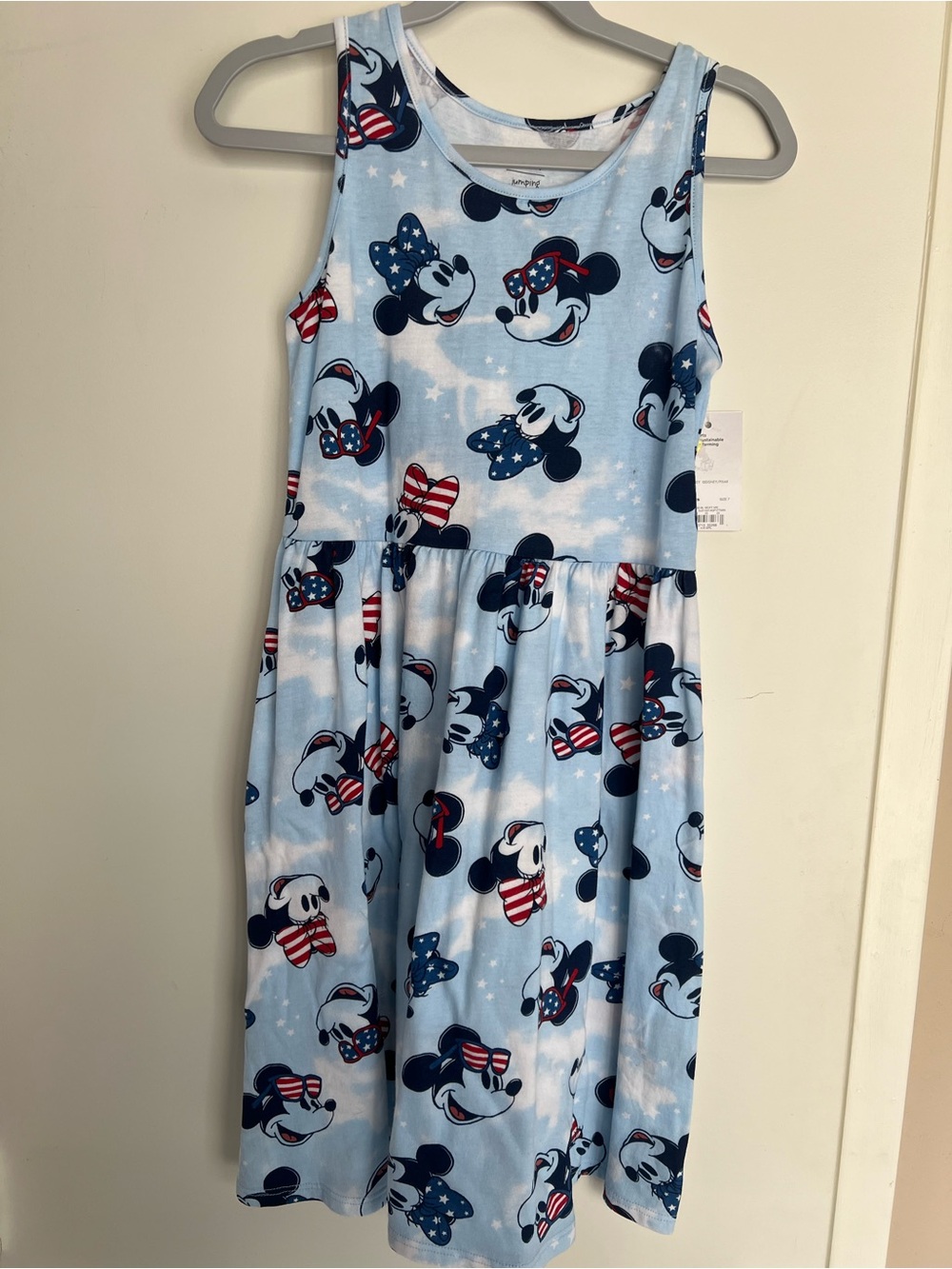 Disney-Patriotic Print-Minnie and Mickey Light Blue Dress